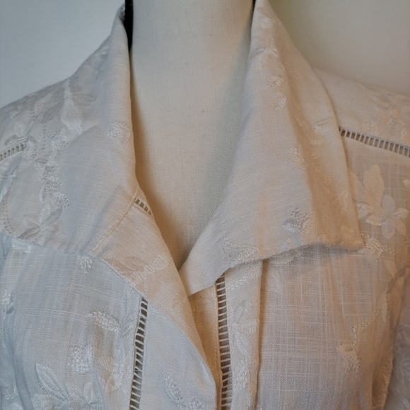 Chico's medium Petite 12-14 jacket rayon linen long snap front drawstrin… - Picture 2 of 7
